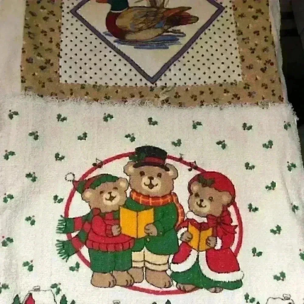 VTG 7 cut in half kitchen towels for crafting retro 90s look